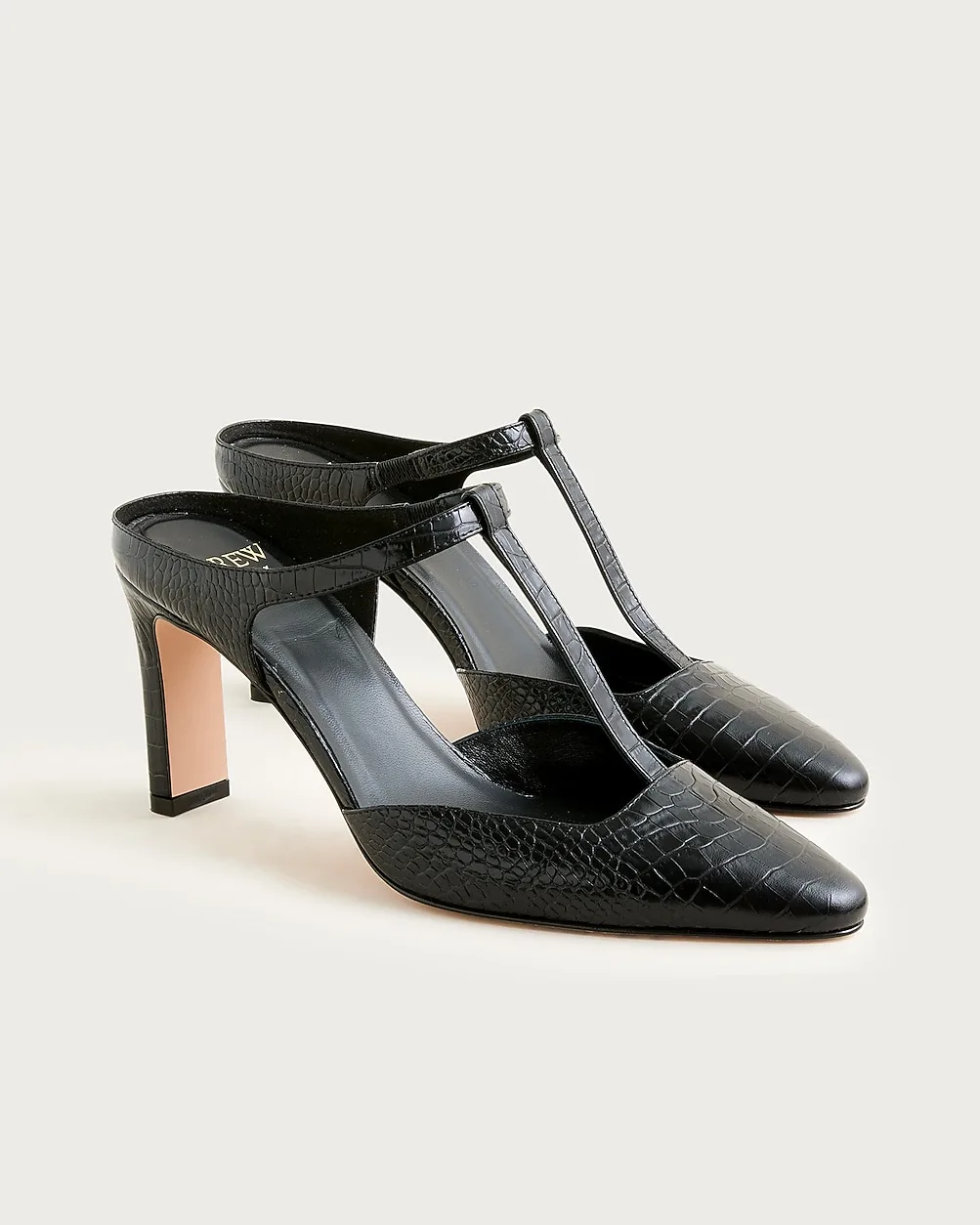 Made-in-Italy T-Strap Pumps in Croc-Embossed Leather by J.Crew