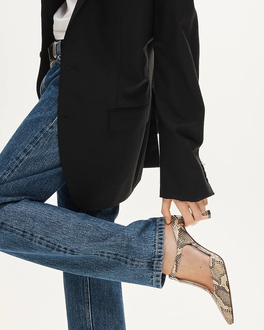 Made-in-Italy T-Strap Pumps in Snake-Embossed Leather by J.Crew