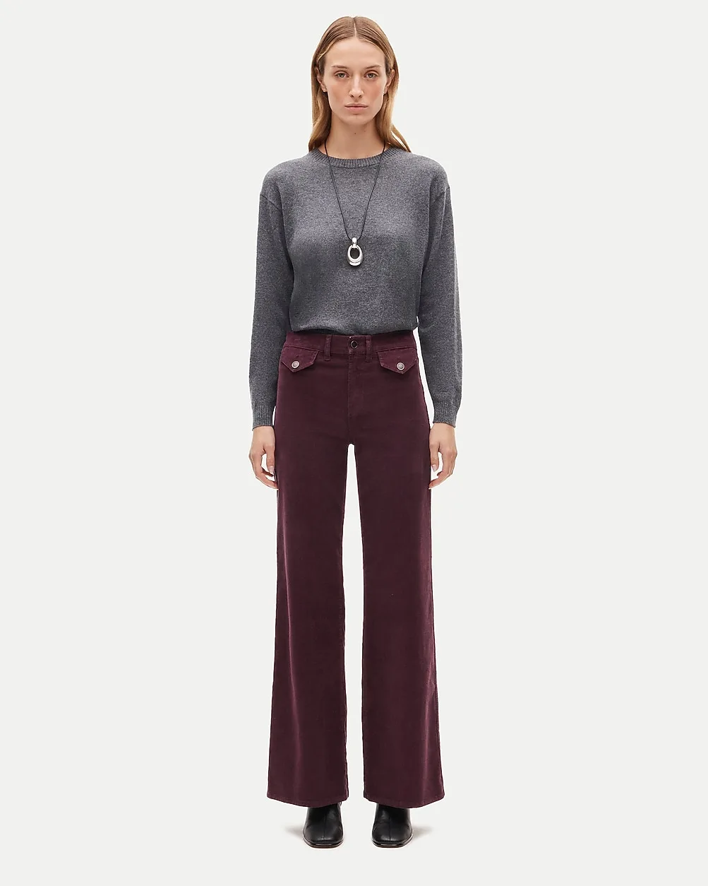 Wide-Leg Trouser in Stretch Corduroy
