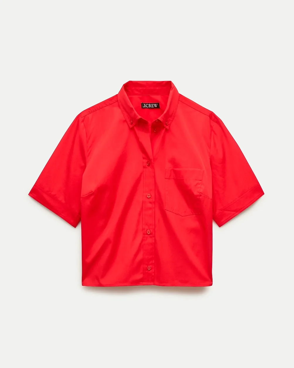 Cropped Button-Up Short-Sleeve Shirt in Cotton Poplin by J.Crew