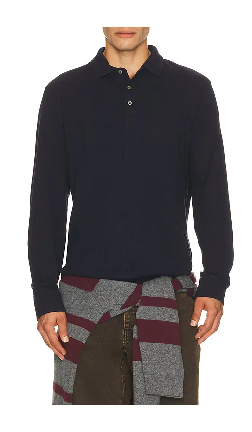 Long Sleeve Textured Waffle Henley Polo by Polo Ralph Lauren