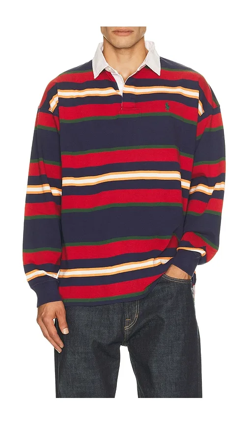 Long Sleeve Yarn Dyed Cotton Rugby Polo Sweater by Polo Ralph Lauren