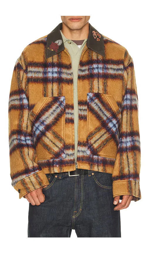 Teddy Doodle Check Pattern Jacket by WE11DONE