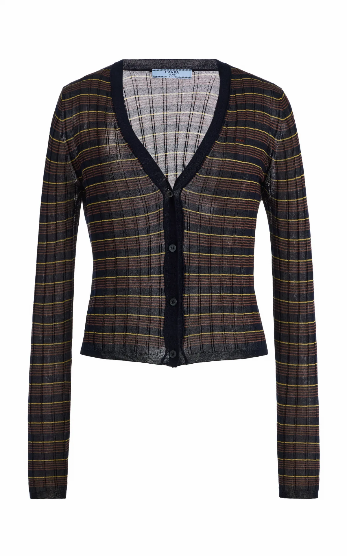 Striped Wool-Silk Cardigan by Prada
