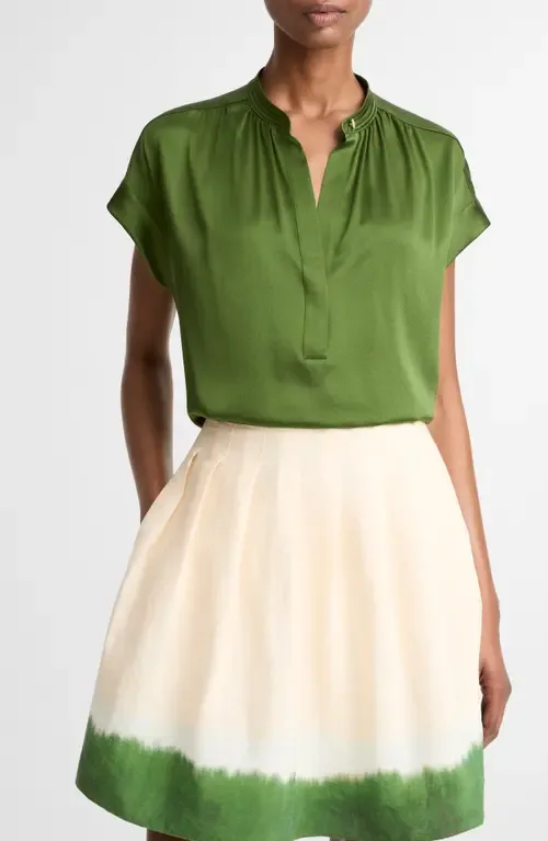 Shirred Detail Silk Top by Vince