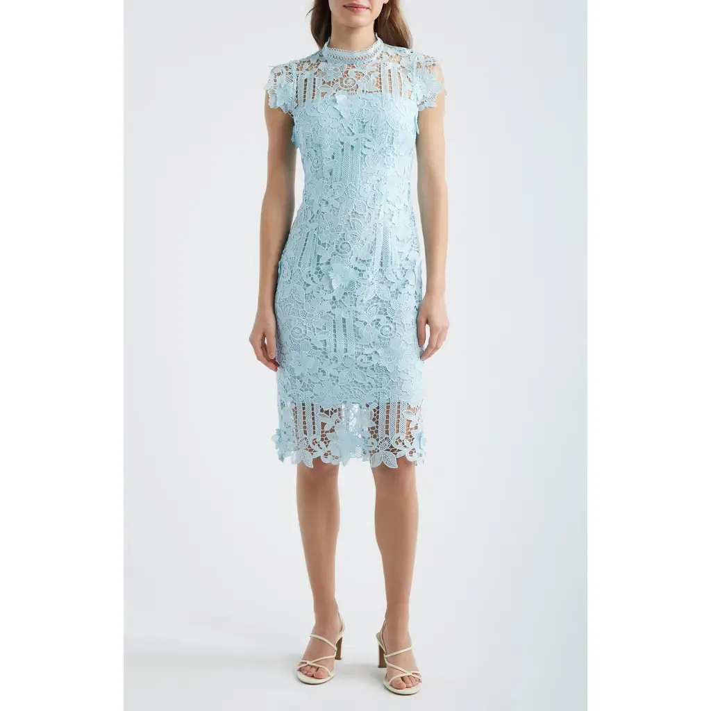 Floral Appliqué Lace Sheath Dress by Eliza J