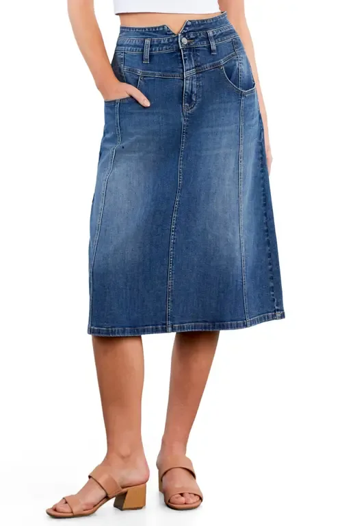 Penelope Denim Midi Skirt by Wash Lab Denim