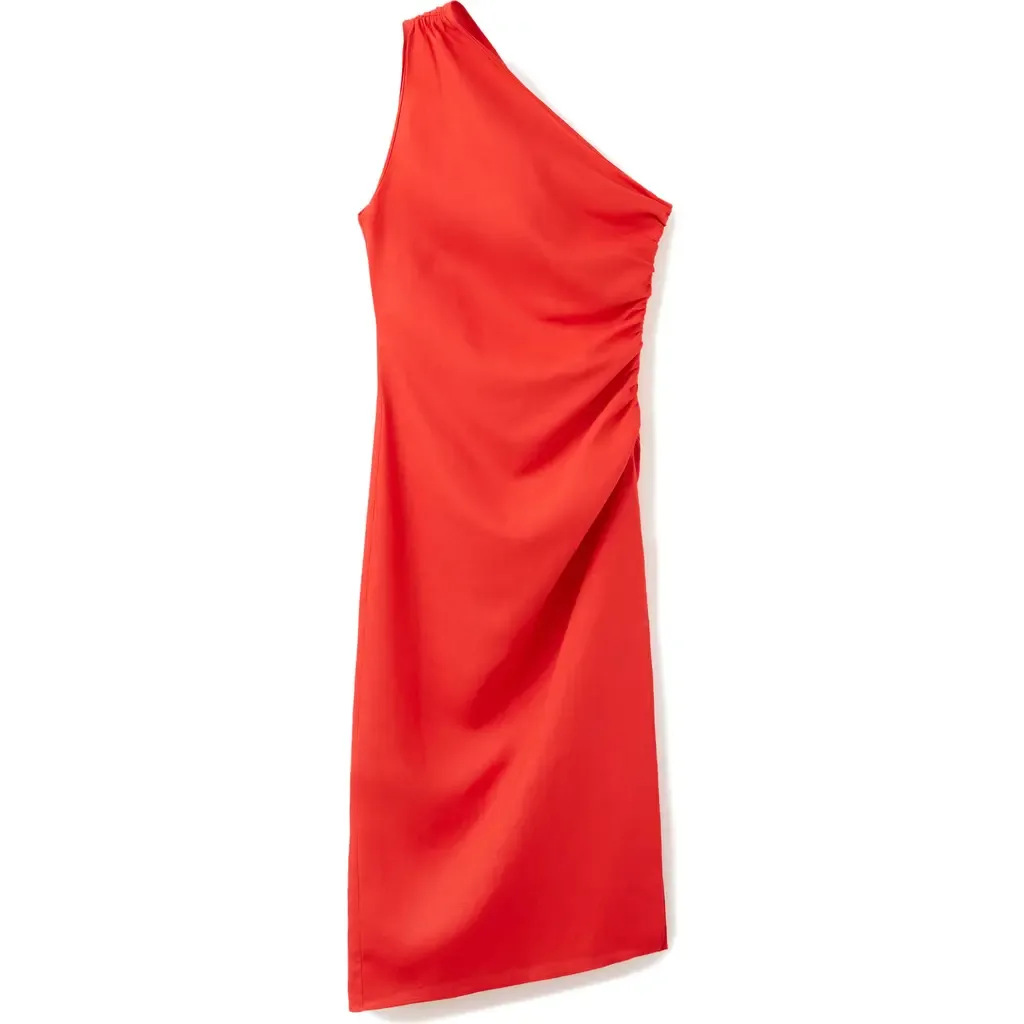 Asymmetrical Pleated Midi Dress by MANGO
