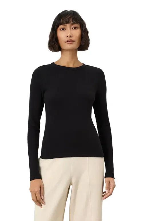 Perfect Rib Crewneck Layering Long Sleeve Tee Made with Organic Cotton