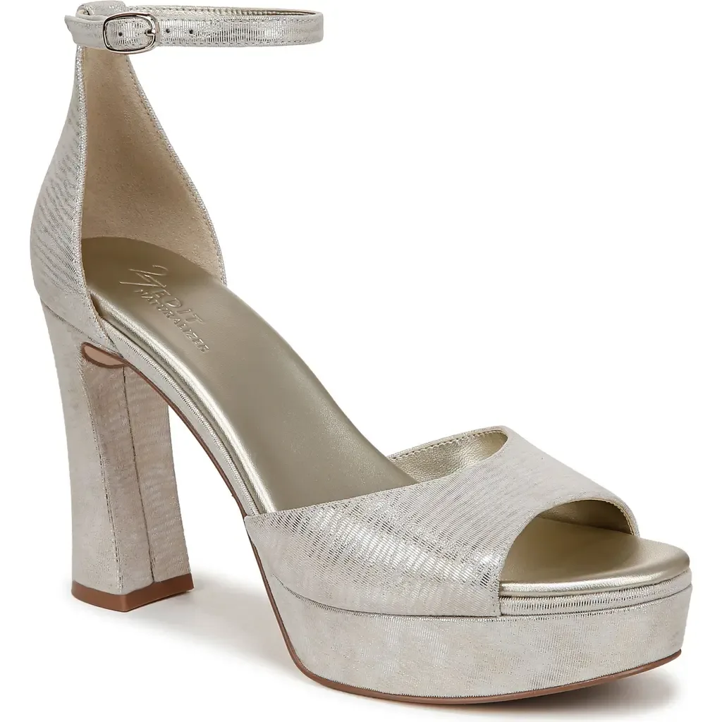 Delphie Ankle Strap Platform Sandal in Black Leather