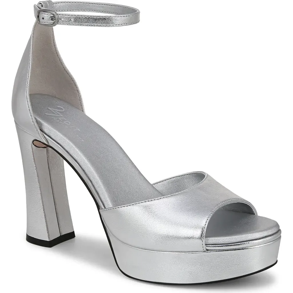 Delphie Ankle Strap Platform Sandal in Black Leather