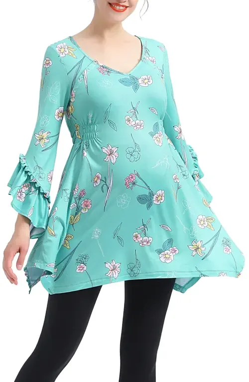 Sue Flare Sleeve Maternity/Nursing Tunic by Kimi & Kai