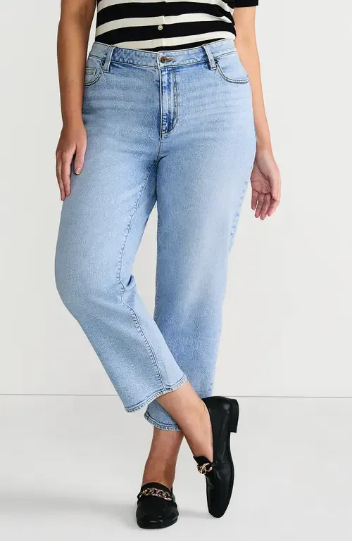 Soft Denim Mid Rise Relaxed Straight Crop Jeans by Lands' End