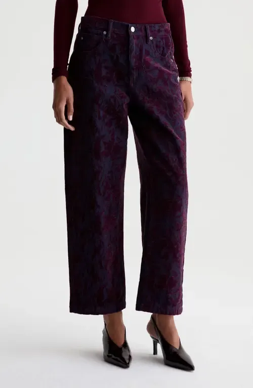 Hattie Jacquard High Waist Crop Barrel Jeans by AG