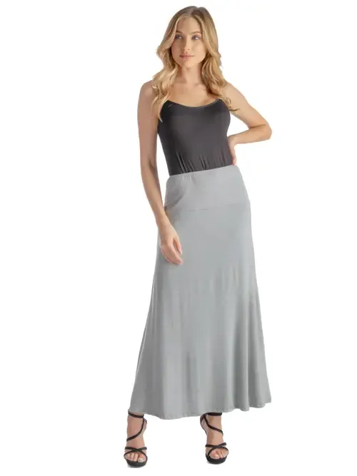 Elastic Waist Maxi Skirt by 24seven Comfort Apparel