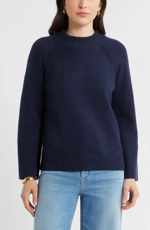 Bell Sleeve Mock Neck Merino Wool & Cotton Sweater by caslon(r)