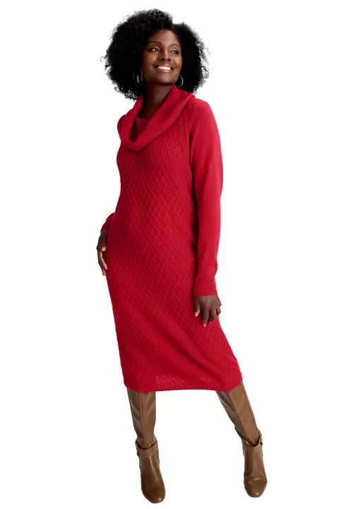 Textured Cowlneck Sweater Dress by Jessica London