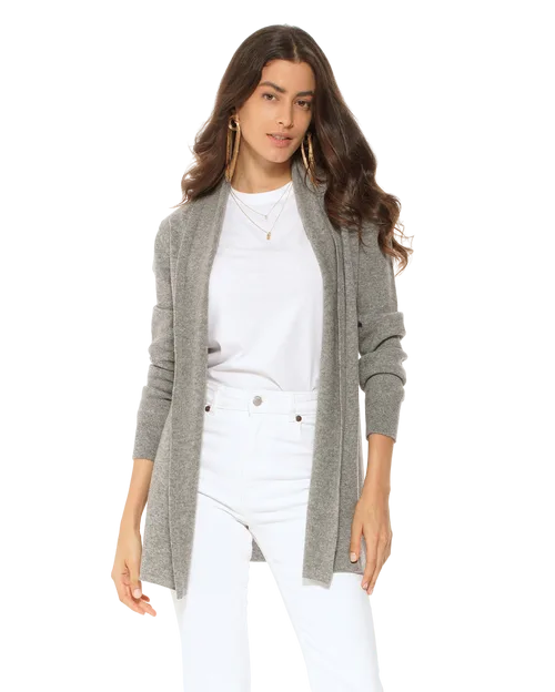 Long Open Front Pure Cashmere Cardigan