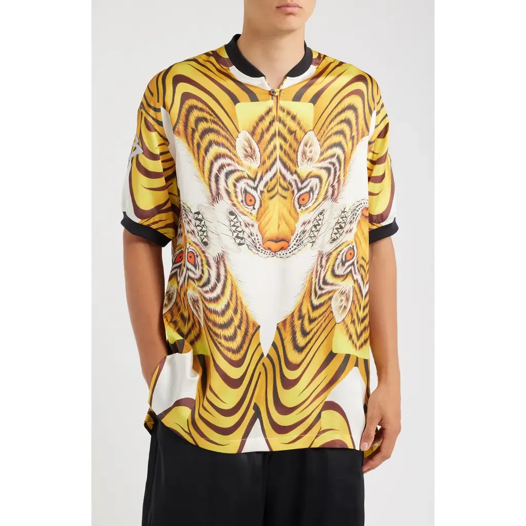 Tiger Graphic Satin Jersey Polo by Y-3