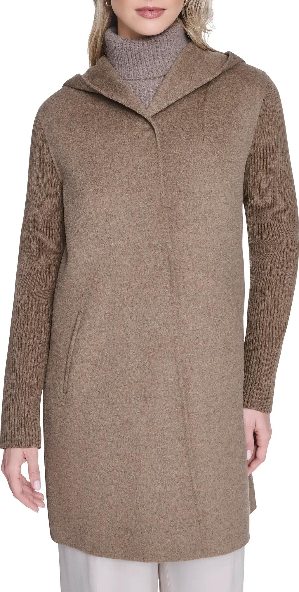 Double Face Wool Blend Hooded Coat
