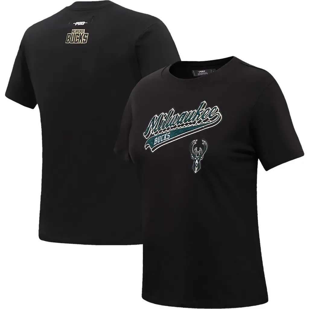 Pro Standard Milwaukee Bucks Script Boyfriend T-Shirt by PRO STANDARD