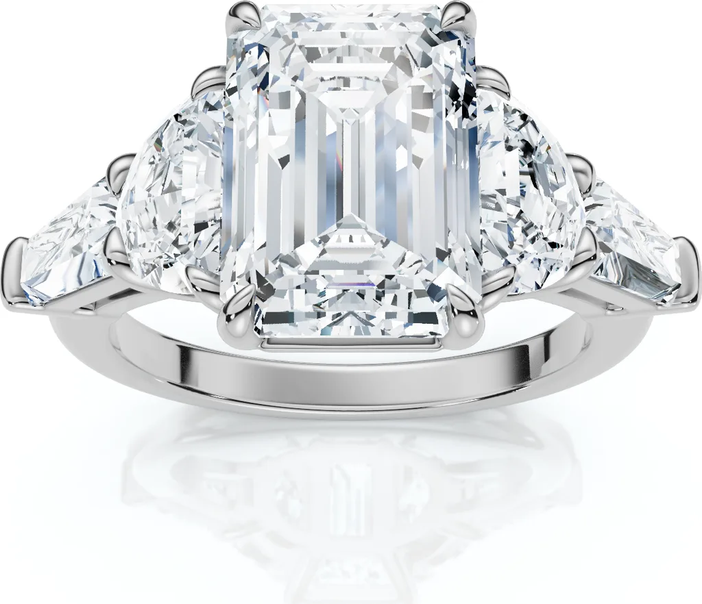 Certified 4 1/2Ct Tessa Emerald Engagement Ring 14k Gold Lab Grown by Bliss Diamond