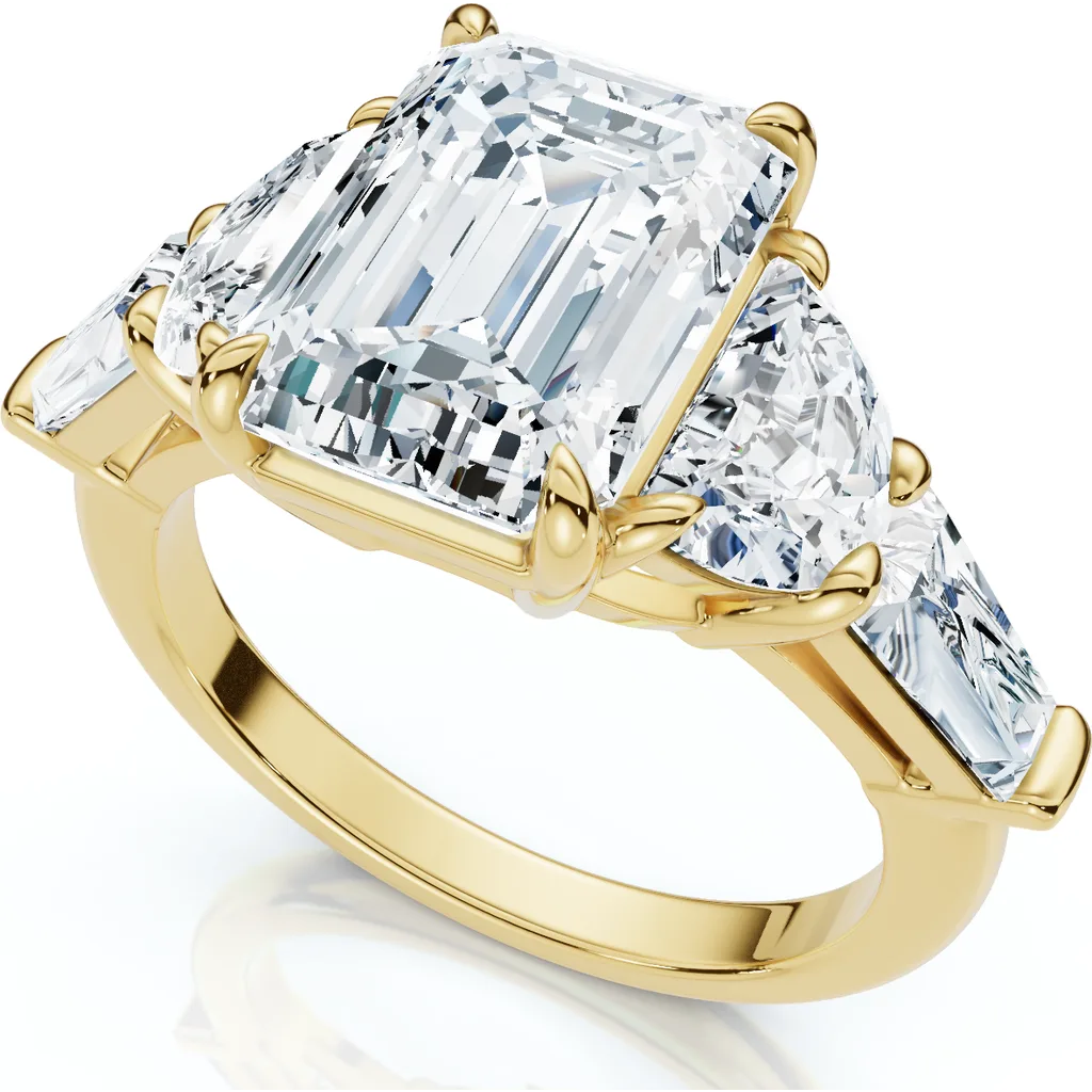 Certified 4 1/2Ct Tessa Emerald Engagement Ring 14k Gold Lab Grown