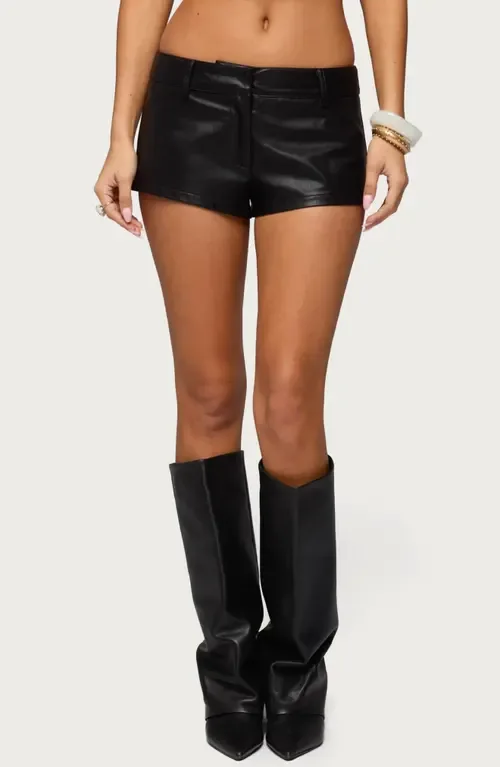 Melaney Faux Leather Micro Shorts by EDIKTED