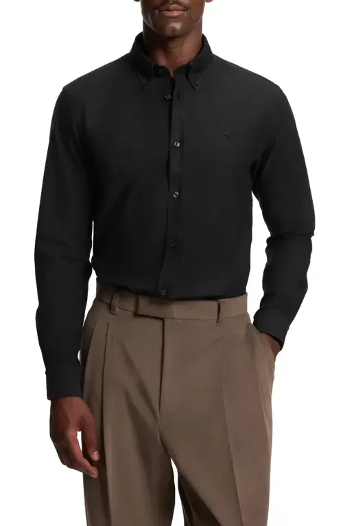 Roan Slim Fit Solid Cotton Button-Down Shirt by BOSS