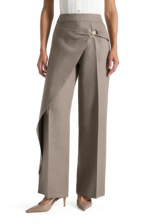 Beryl Draped Wrap Trousers with Hardware by Manière De Voir