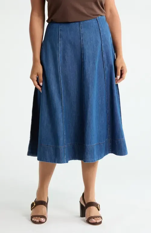 A-Line Chambray Midi Skirt by caslon(r)