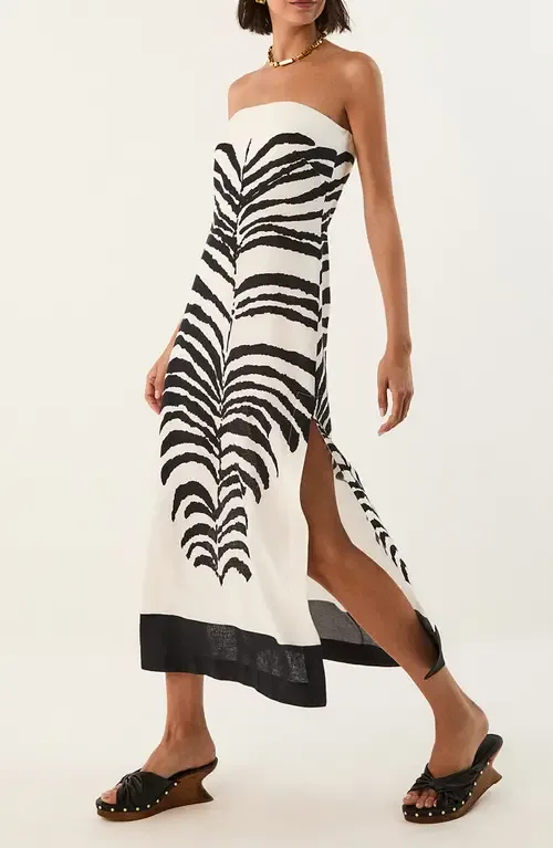 Penelope Print Strapless Linen Blend Dress by ViX Paula Hermanny