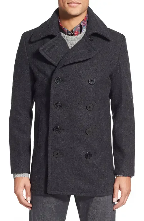 Slim Fit Wool Blend Peacoat by Schott NYC