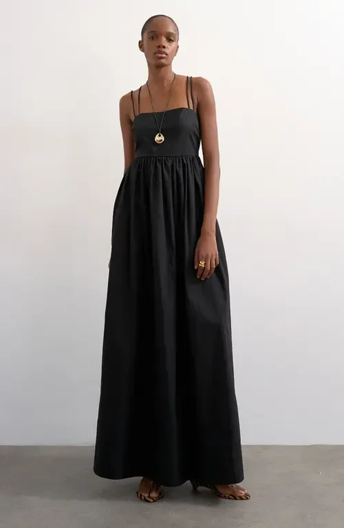 Strappy Open Back Cotton Poplin Dress by Topshop