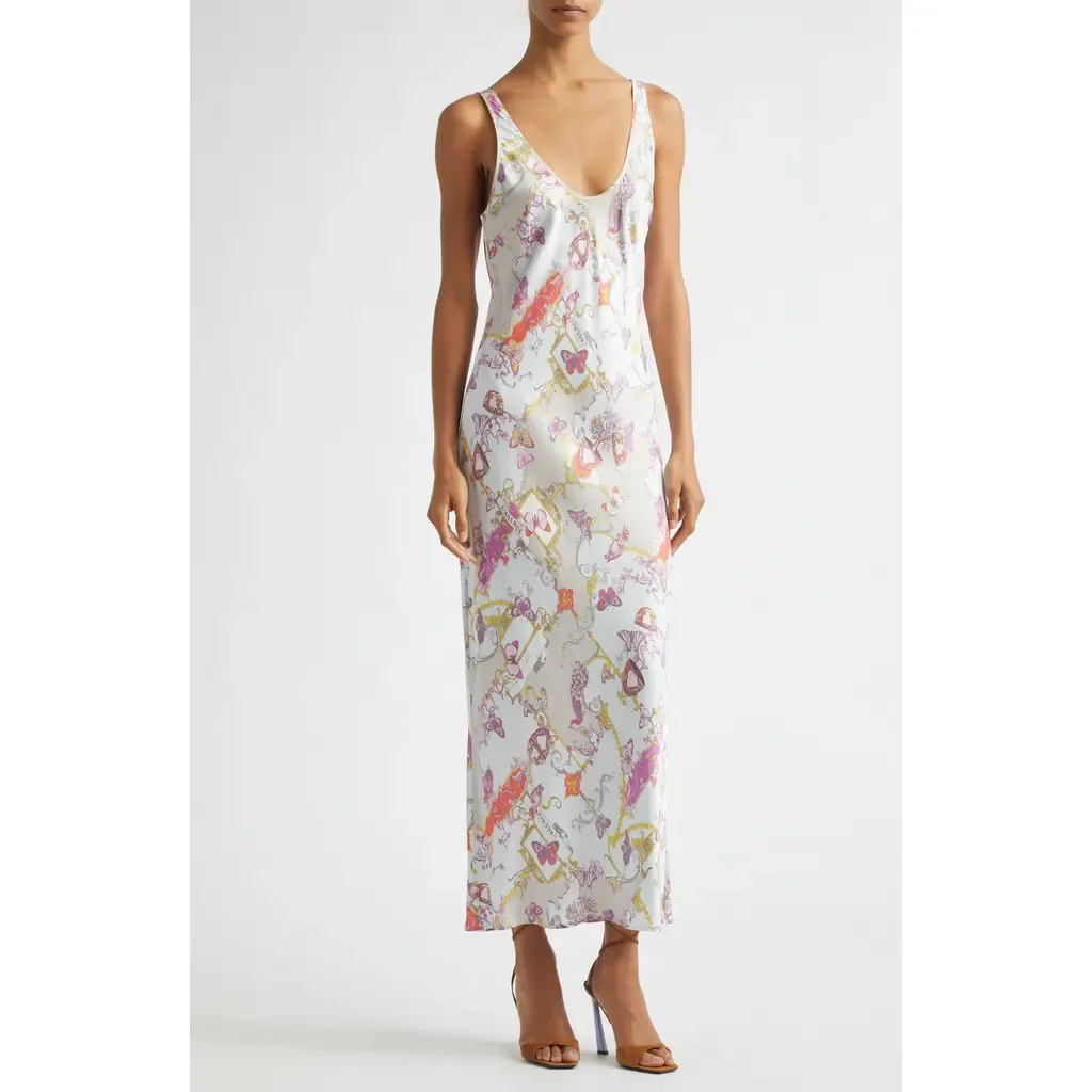 Akiya Mixed Print Satin Slipdress by L'AGENCE