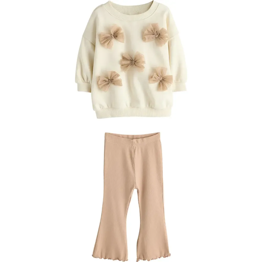 Bow Sweatshirt & Flare Leggings Set by NEXT