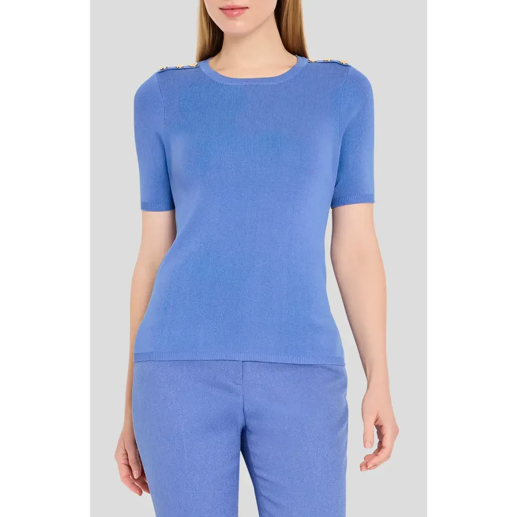Button Shoulder Sweater by Tahari ASL