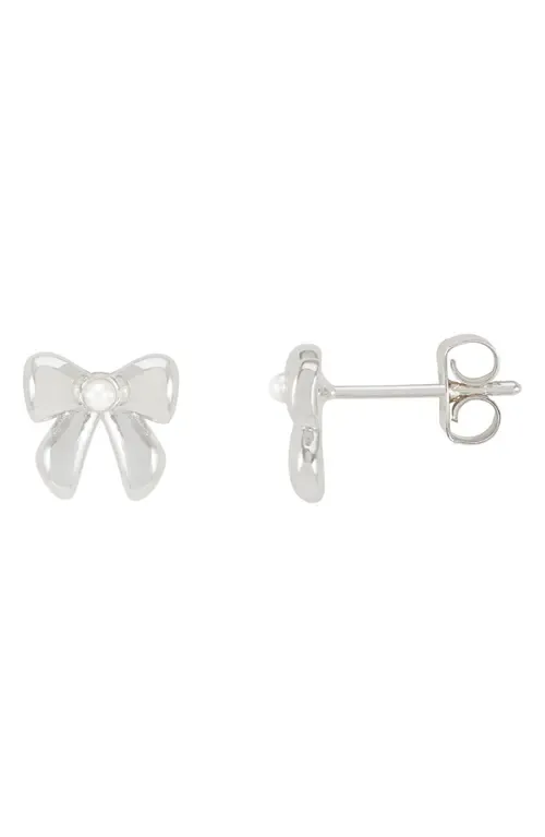 Faux Pearl Bow Stud Earrings