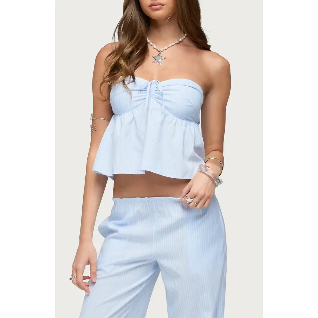 Cersei Stripe Strapless Top by EDIKTED