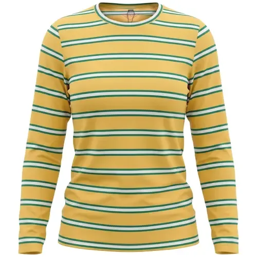Striped Flatlock Stitch Long Sleeve Tee by 46227