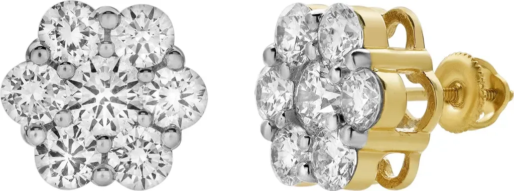 Meadow 14K Yellow Gold Cluster Lab Grown Diamond Earrings - 2.54 Cts