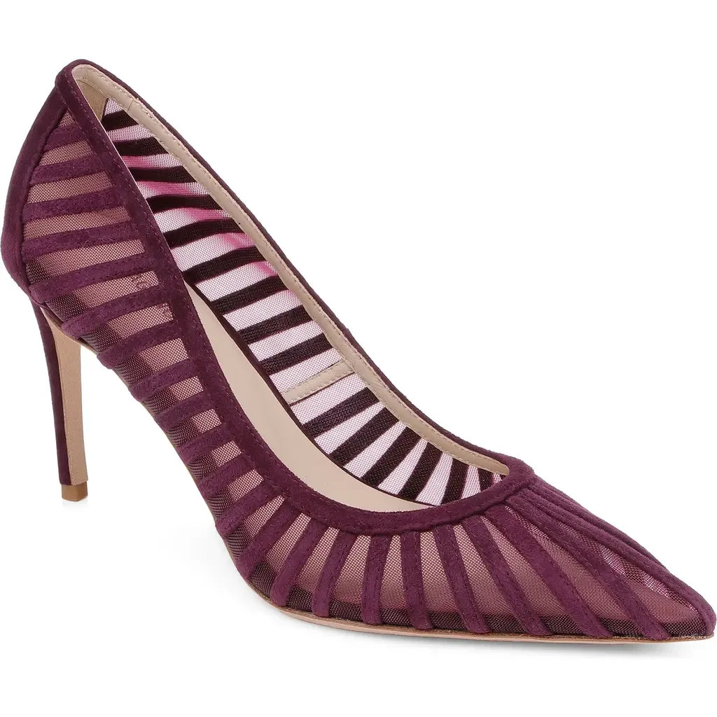 Lenox Mesh Pump in Burgundy Suede by L'AGENCE