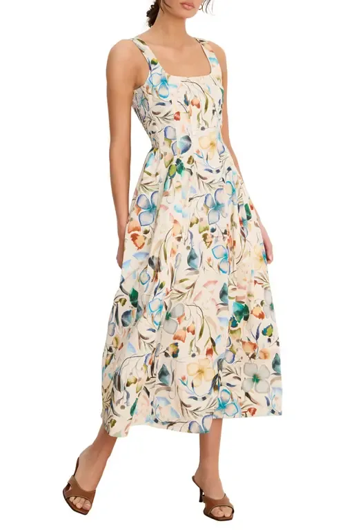 Chloe Pressed Flowers Sleeveless A-Line Dress