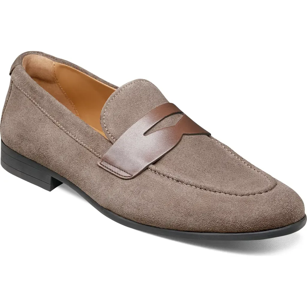 Modena Moc Toe Penny Loafer in Gray Suede by Florsheim