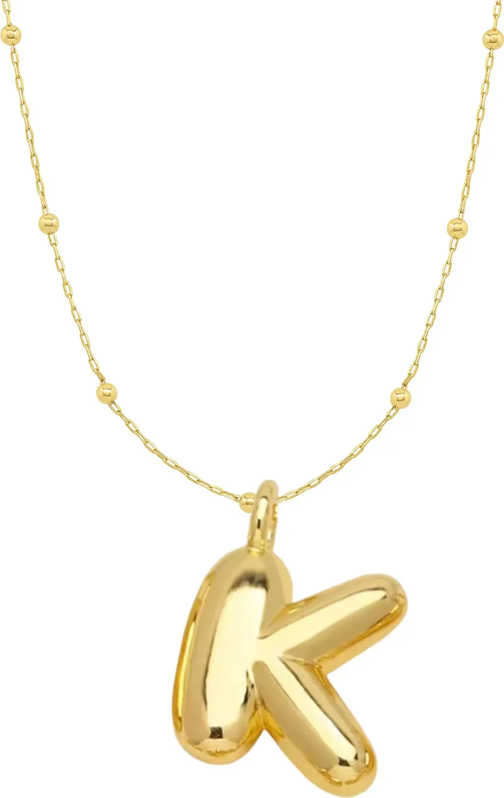 14K Gold Plated Bubble Initial Pendant Necklace in Letter K by Emma Rae