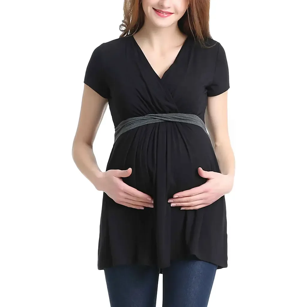 Maternity Nursing Colorblock Tunic Top by Kimi & Kai