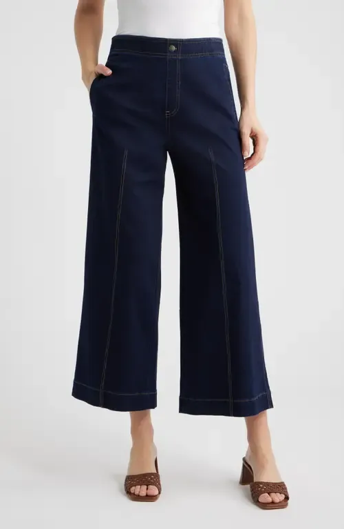 Fine Lines Crop Wide Leg Pull-On Pants by Hue