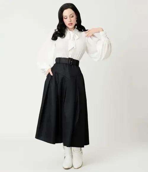 Pleated Midi Skirt by Unique Vintage