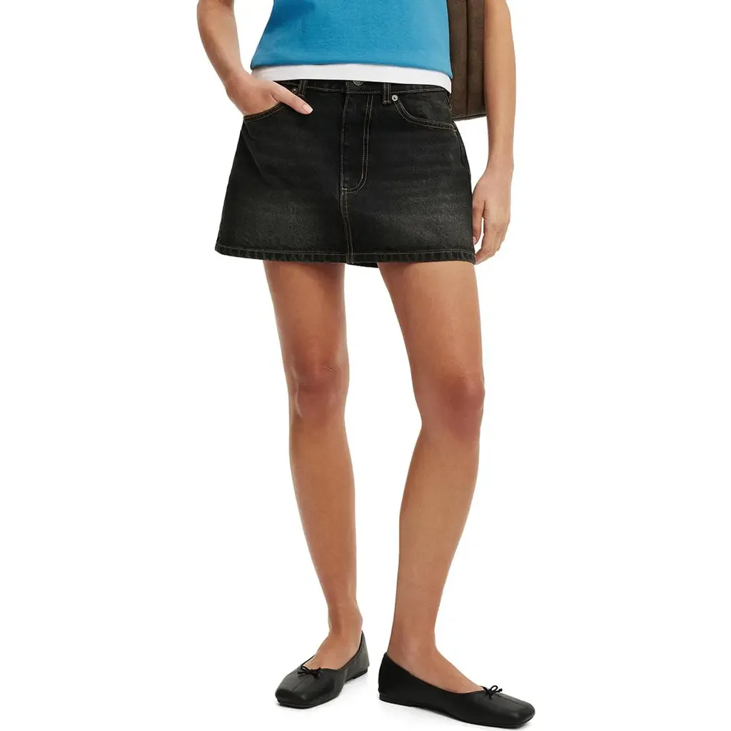 Low Rise Denim Miniskirt by Cotton On