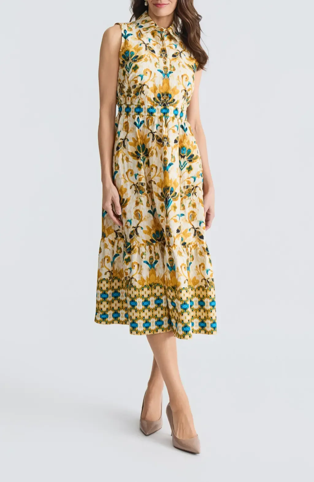 Border Print Midi Shirdress